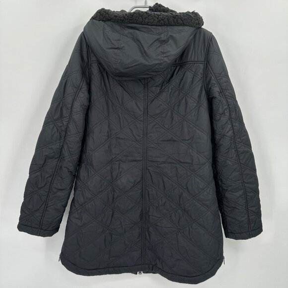 Prana Women's Esla Hooded Coat with Sherpa Lining size S Small Full Zip Black - Picture 8 of 8